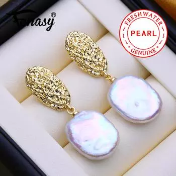 FENASY Натуральные пресноводные жемчужные серьги Модные барочные жемчужные серьги-капли для женщин Подарок на день рождения Оптовая продажа