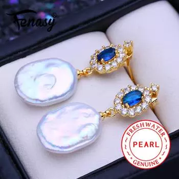 Fenasy Серьги из натурального пресноводного жемчуга, модные зеленые серьги-капли в стиле барокко для женщин, подарок на день рождения, оптовая продажа