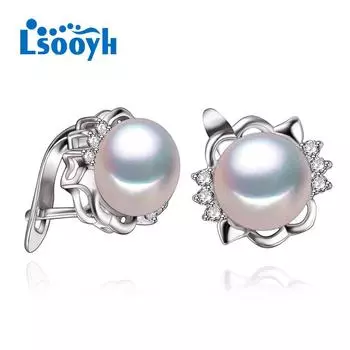 FENASY серьги с натуральным пресноводным жемчугом, серебряная пластина, модные серьги с цирконием для женщин белый