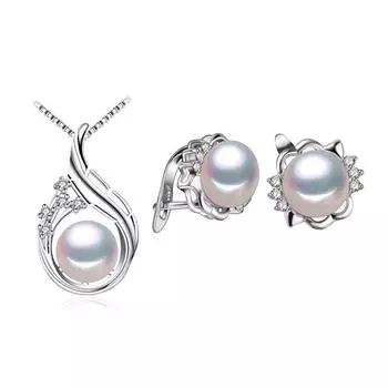 FENASY серьги с пресноводным жемчугом, ожерелье с перьями, подвеска для женщин, наборы ювелирных украшений с геометрией белый