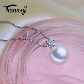 FENASYнатуральный пресноводный культивированный жемчуг ожерелья для женщин кулон с геометрическим дизайном вечерние украшения подарок на день рождения белый