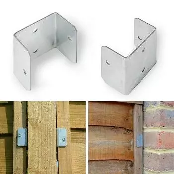 Fence Panel Clip 44mm Galvanised Steel Bracket Holder Post Support 2PK S