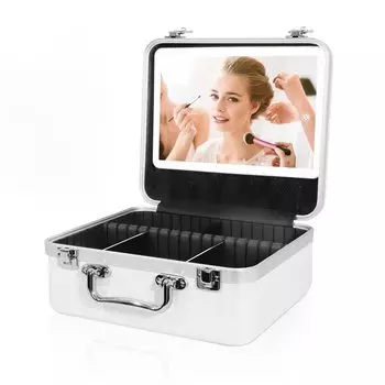 FENCHILIN Cosmetic Box Косметичка с зеркалом Косметичка Хранение косметики Косметические принадлежности Зеркало с регулируемой светодиодной подсветкой Портативный макияж