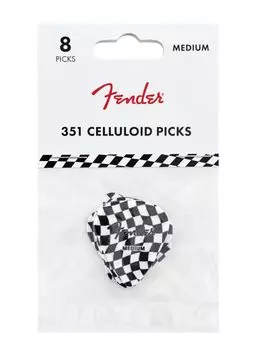 Fender Celluloid Guitar Picks Guitar Accessories 351 Shape Checkerboard M Size 8 Pack