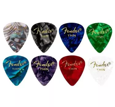 Fender colors 8 pieces piece of each Teardrop THIN guitar [8 assorted] (1 color) picks…