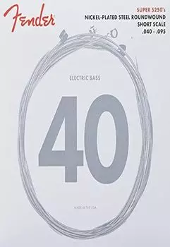 Fender Electric Bass Strings Super 5250 Bass Steel Short 5250XL Strings, Nickel-Plated Roundwound, Scale, .040-.095