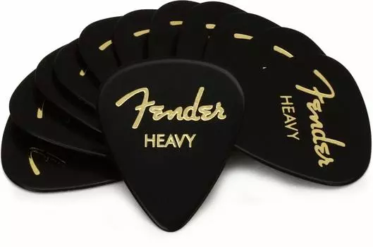 Fender Fender Pick Classic 351 12 штук Целлулоид, черный, форма, тяжелый, чёрный