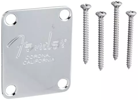 Fender Parts 4-болтовая пластина для бас-гитары American Series с клеймом Fender Corona (Хром)