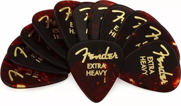Fender Pick Classic Tortoise 351 Extra 12 Count Celluloid, Shell, Shape, Heavy,