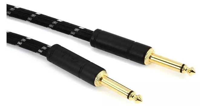 Fender Shielded Cable Deluxe Series Инструментальный кабель, прямой, 5 , черный твид 08