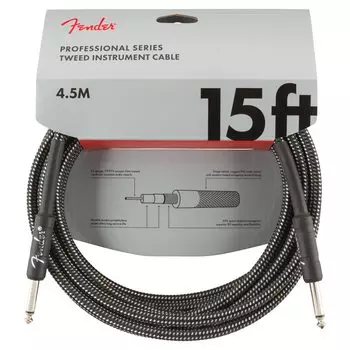 Fender Shielded Cable Professional Series Instrument Gray Tweed Cable, 15 ,