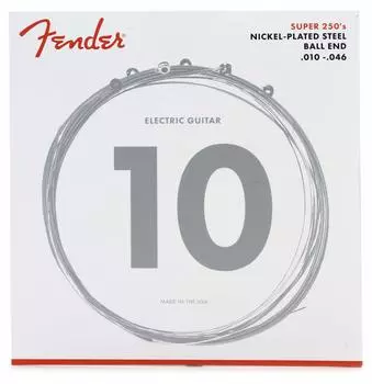 Fender Струны для электрогитары Super 250 Guitar Nickel Plated Ball 250R Regular Strings, Steel, End, .010-.046