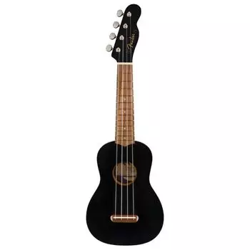 Fender Ukulele Venice Soprano Walnut Black Soft Case Included Uke, Гриф, чёрный