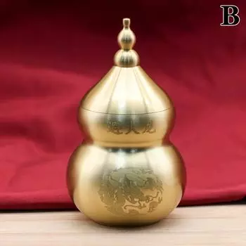 Feng Shui Chinese Brass Wu Lou Gourd Treasure Statue Home Decoration Table Bookshelf Ornaments Fortune Protection