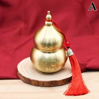 Feng Shui Chinese Brass Wu Lou Gourd Treasure Statue Home Decoration Table Bookshelf Ornaments Fortune Protection