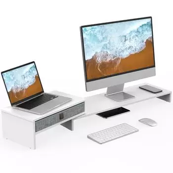 Fenge Monitor Desktop Computer Monitor Ширина Деревянная Верхняя Подставка для ПК Подставка для монитора Настольный ноутбук ПК Монитор Компьютерный ящик для хранения Белый G04D1081A белый