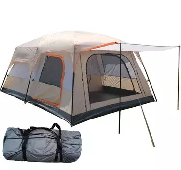 Fengzel Уличная палатка с навесом и гостиной, 2 для защиты от дождя, для семей и многих двухместных с передней частью, большая уличная семейная палатка 330 x ширина 185 см +