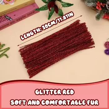 Fenrry 100 шт. ершики для чистки трубок рождественские принадлежности блестящие черные ершики для чистки трубок оптом пушистые палочки для творчества и рукоделия фиолетовый