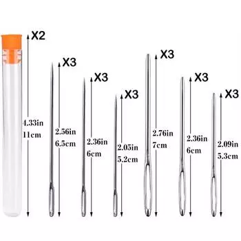 Fenrry 18 шт острые иглы и большие ушные иглы для шитья из нержавеющей стали с пластиковой бутылкой