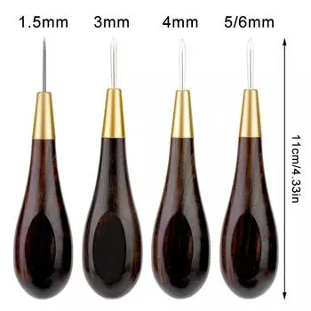 Fenrry 1 шт. шило для шитья по коже, ромбовидная форма, черное дерево, шило для ручного шитья, самодельный швея, конус, черное дерево и латунь, инструмент для рукоделия