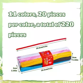 Fenrry 200 шт. красочные ершики для чистки труб из синели DIY искусство и ремесло с клеящимися глазами и коробкой для хранения рождественские украшения чёрный