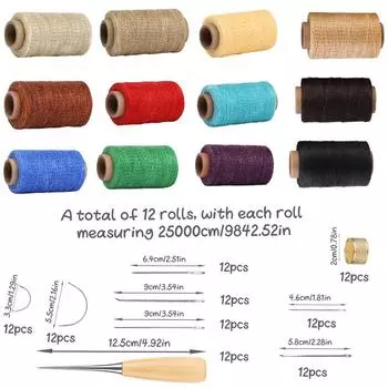 Fenrry 273 ярда вощеная нить для шитья кожи шило наперсток кожа швейный комплект для ремонта обивки кожаного ковра дивана сиденья