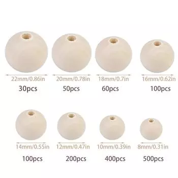 Fenrry 30-500 шт. 8-22 мм натуральные деревянные бусины круглые разделительные бусины россыпью для изготовления ювелирных изделий своими руками поделки аксессуары ручной работы
