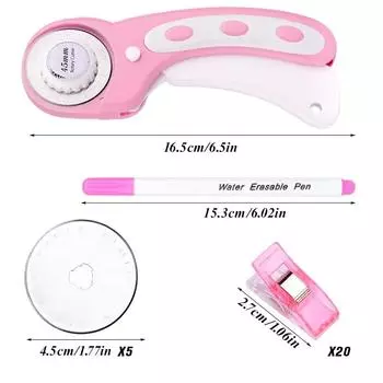 Fenrry 45 мм набор вращающихся резаков со сменными лезвиями, зажимы для шитья, маркер для шитья ткани, кожи, резки чёрный