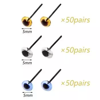 Fenrry 5 мм 50 пар цветных пластиковых кукольных глаз, безопасные глаза, иглы для валяния своими руками для медведей, животных, кукол, поделок, игрушек, деталей, аксессуаров