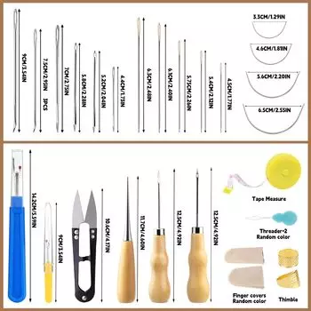 Fenrry 71Pcs Leather Sewing Kit Repair Kit with Upholstery Thread Hand Sewing Stitching Needles for Carseat Sofa Craft DIY