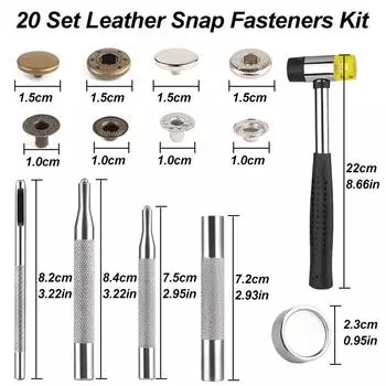 Fenrry Leather Buttons Kit Press Stud Metal Buttons Buttons с молотком Монтажные инструменты для аксессуаров для рукоделия из кожи