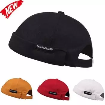 FENSEFENSE Label of Cloth Brimless Skullies Cap Unisex Beanies Caps Adjustable Beanie Hats Fashion Street Melon Caps белый