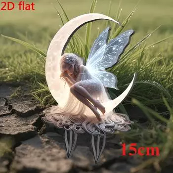 Фея лунного света, 2D плоская, акрил, садовая табличка-указатель, подходит для двора, газона, украшения для праздничной вечеринки, сада, Рождества, подарки 15cm