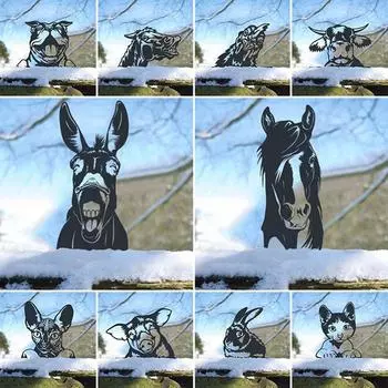 Фермерские металлические произведения искусства, уличные, внутренние, патио, подвесные украшения, забор с животными, художественные ремесла