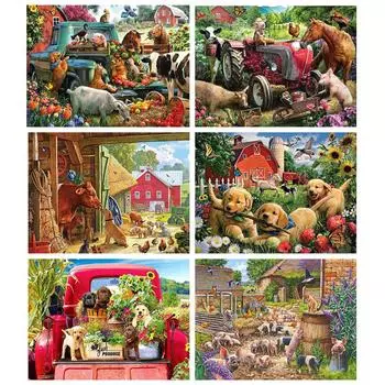 Фермы, полная алмазная мозаика, пейзаж, животные, собаки, декоративные картины, 5d алмазная картина, инструменты для алмазной живописи, искусство вышивки Full Round 20x30CM