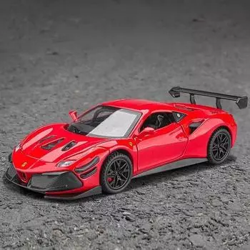 Ferrari 488 Supercar Simulation Diecast & Toy Vehicles Звуки и Свет Pull Back Car 1:32 модели из сплава в подарок на день рождения