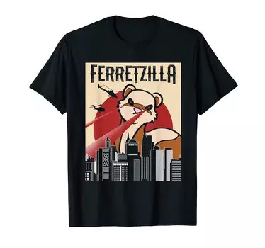 Ferret Ferret Zilla Monster Laser Beam City Attack Helicopter T-Shirt чёрный