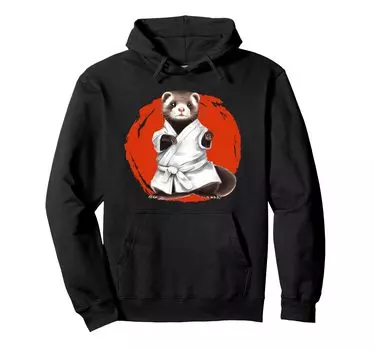 Ferret Ninja Martial Arts Jiu Taekwondo Hoodie Karate, Jitsu, Judo, чёрный