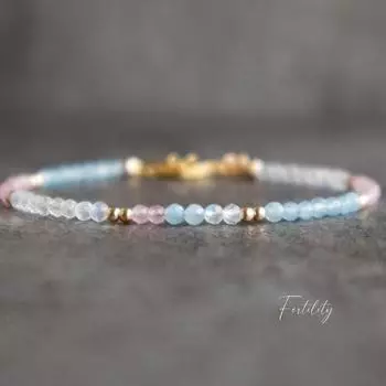 Fertility Bracelet with Rose Quartz Moonstone Aquamarine