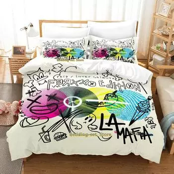 Ferxxoo Feid Bedding Set Single Twin Full Queen King Size Bed Set Adult Kid Bedroom Duvetcover Sets 3D Print Anime Bed Shee AU Single(140x210cm)