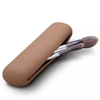 FERYES Large Travel Makeup Brush Holder Magnetic Anti-Fall Silicone - 8.27 2.36 1.57, Dark Brown_Small
