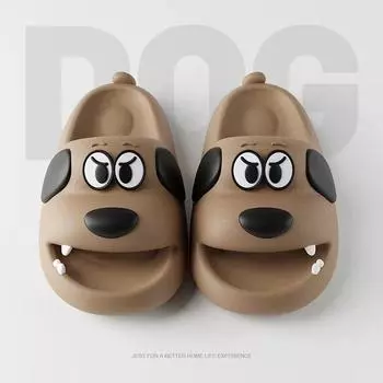 Feslishoet Catroon Dog Толстые тапочки с нескользящей подошвой для ванной комнаты Летняя удобная обувь для дома и улицы 36-37 белый