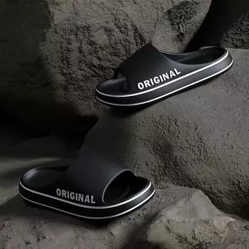 Feslishoet женские тапочки с буквенным принтом пляжные шлепанцы однотонные мужские толстые подошвы для использования в помещении и на открытом воздухе в ванной комнате нескользящие летние сандалии 36-37 серый