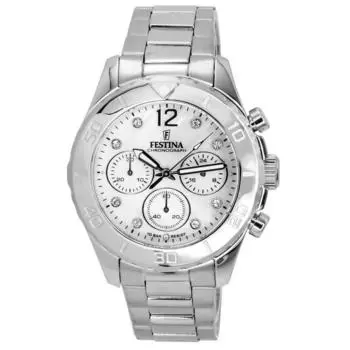 Festina Boyfriend Chronograph Silver Dial Quartz F20603-1 F206031 100M женские часы серебряный