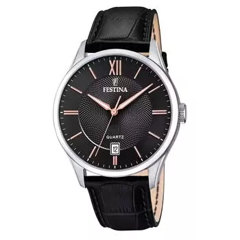Festina Classics кожаный ремешок черный циферблат кварцевые мужские часы F20426-6 чёрный
