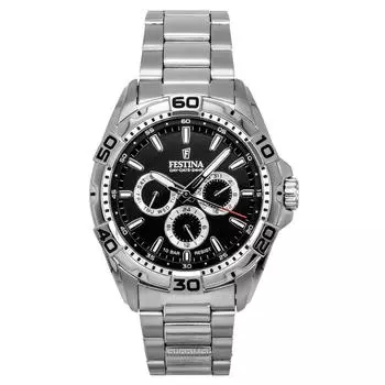 Festina Нержавеющая сталь Многофункциональный Черный циферблат Кварцевые F20623-4 100M Мужские часы чёрный