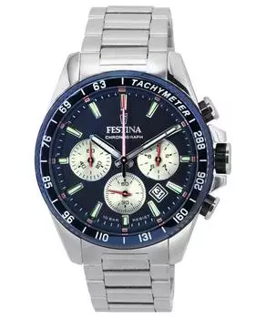 Festina Timeless Chronograph из нержавеющей стали с синим циферблатом F20560-2 F205602 100M мужские часы синий