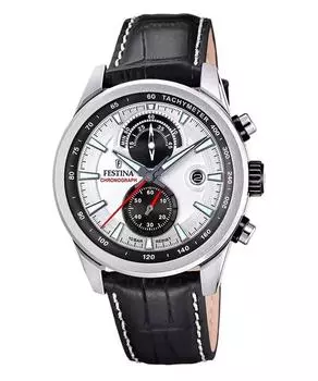 Festina Timeless Chronograph кожаный ремешок серебристый циферблат кварцевые часы F20695-1 100M мужские часы серебряный