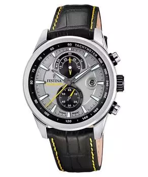 Festina Timeless Chronograph кожаный ремешок серый циферблат кварцевые часы F20695-4 100M мужские часы серый