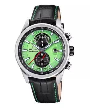 Festina Timeless Chronograph кожаный ремешок зеленый циферблат кварцевые часы F20695-3 100M мужские часы зелёный